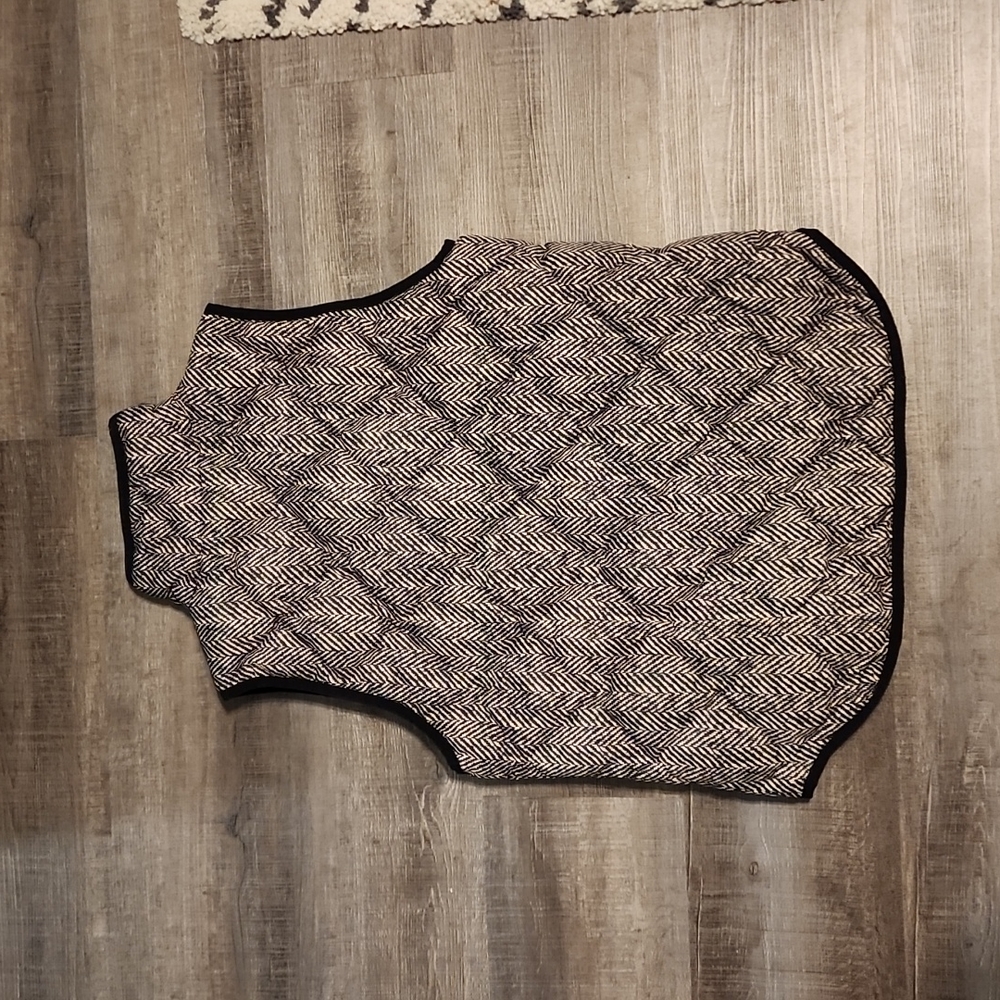 J.CREW Womens Small Printed Quilted Down Puffer Vest Herringbone Full Zip - Picture 4 of 5